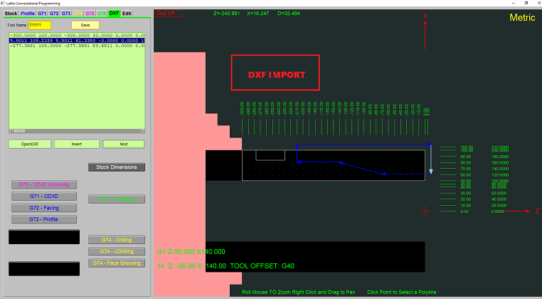 RapidTurnStudio DXF import screenshot